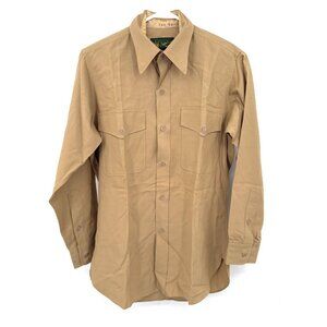 VTG 70s Vietnam War U.S. Army Khaki Button Up Shirt 14.5 x 32 Military Wilwong